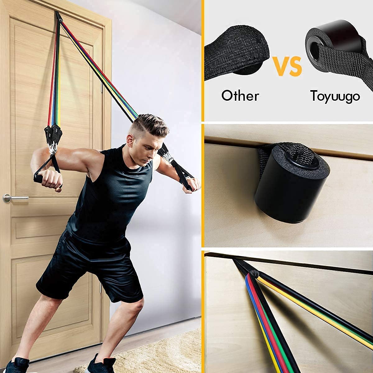 Resistance Exercise Bands with Door Anchor, Handles, Waterproof Carry Bag, and Legs Ankle Straps