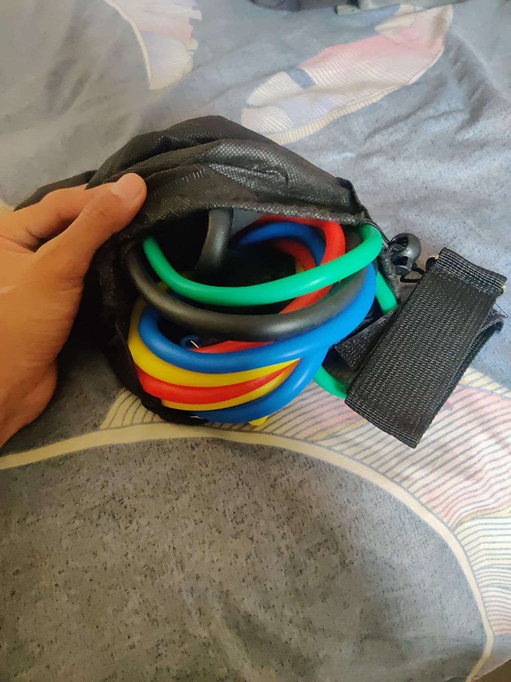 Resistance Exercise Bands with Door Anchor, Handles, Waterproof Carry Bag, and Legs Ankle Straps